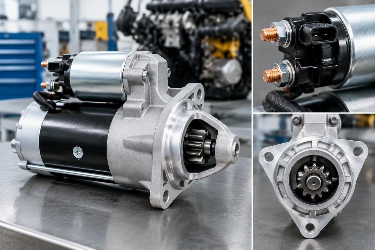 12V 11T Starter Motor for Yanmar 3TNV82 mounting pattern and solenoid connector detail