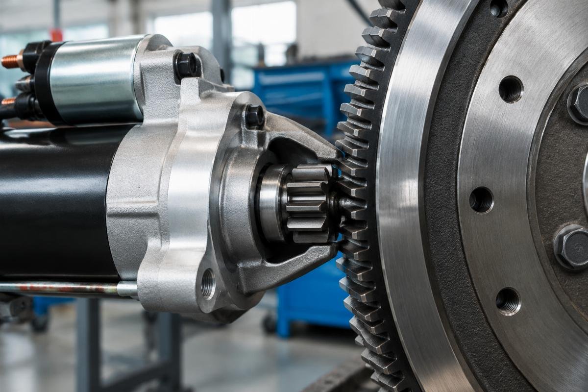 12V 11T starter motor pinion gear and flywheel ring mesh alignment