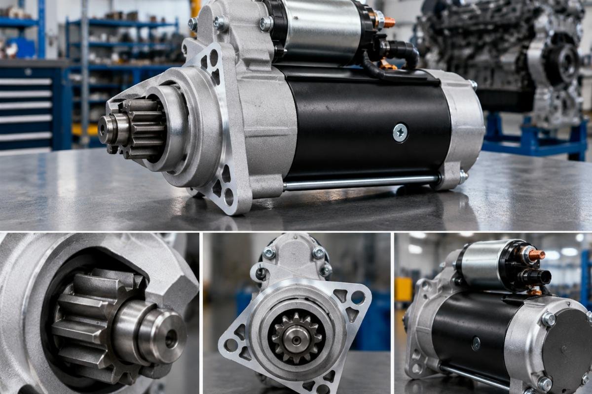 12V 9-tooth starter motor for Deutz TCD29 showing pinion gear detail and mounting flange pattern