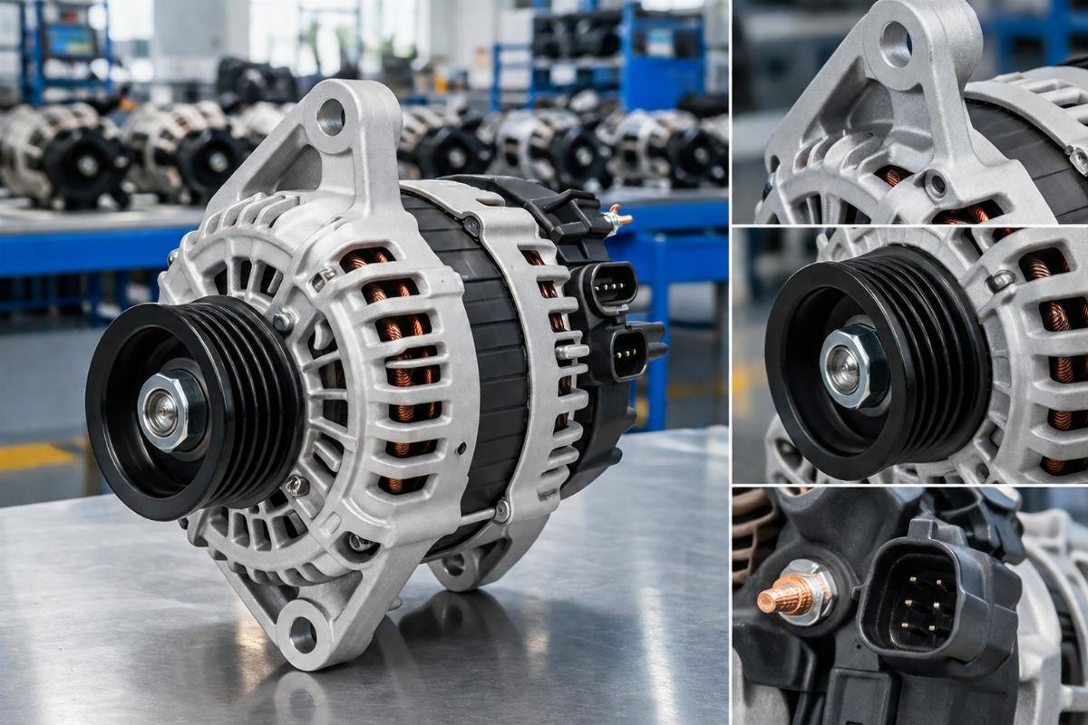 12V alternator for Carrier CT2 CT3 X2 showing mounting bracket, pulley, and connector detail