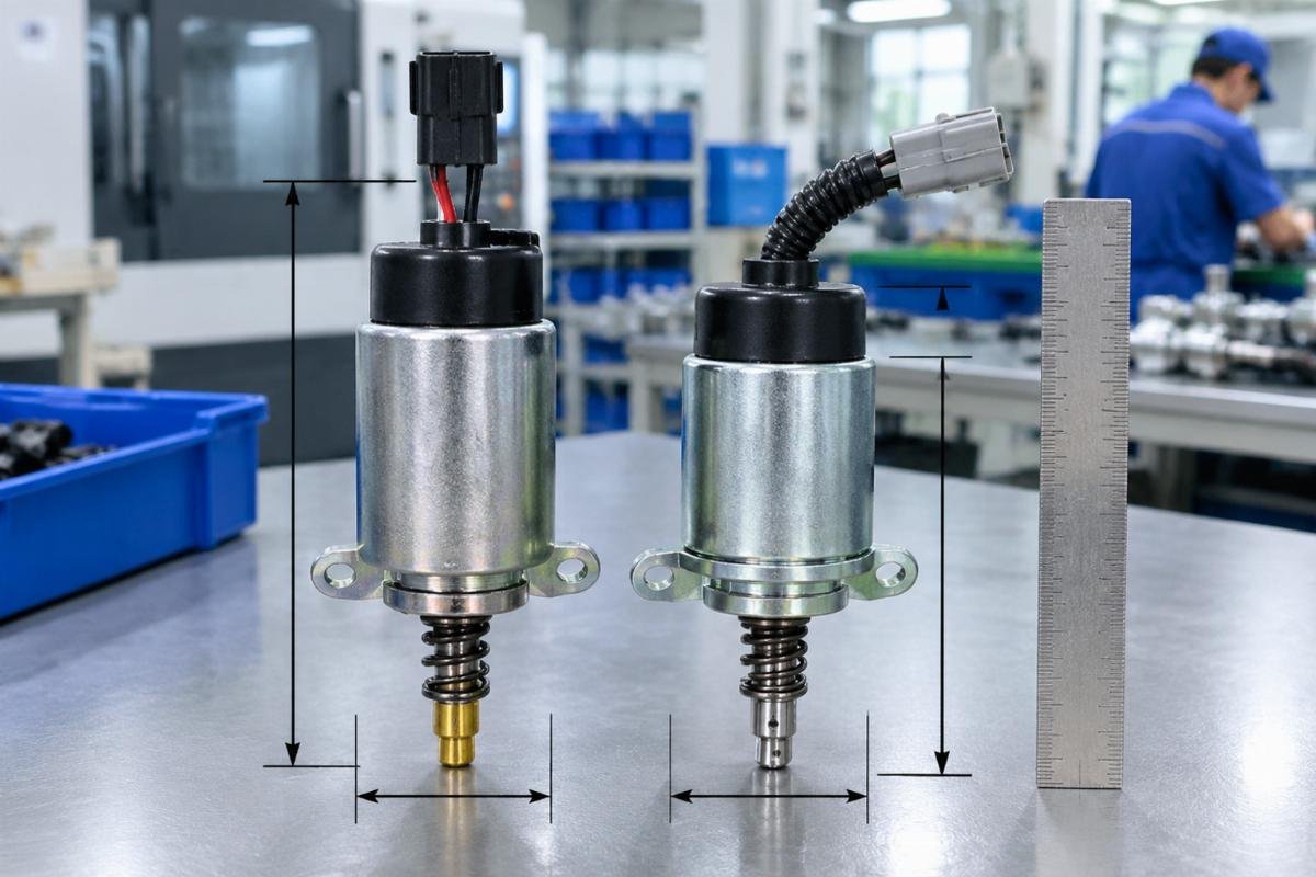 12V Fuel Shut-Off Solenoid 425-35925 stop solenoid dimensional comparison