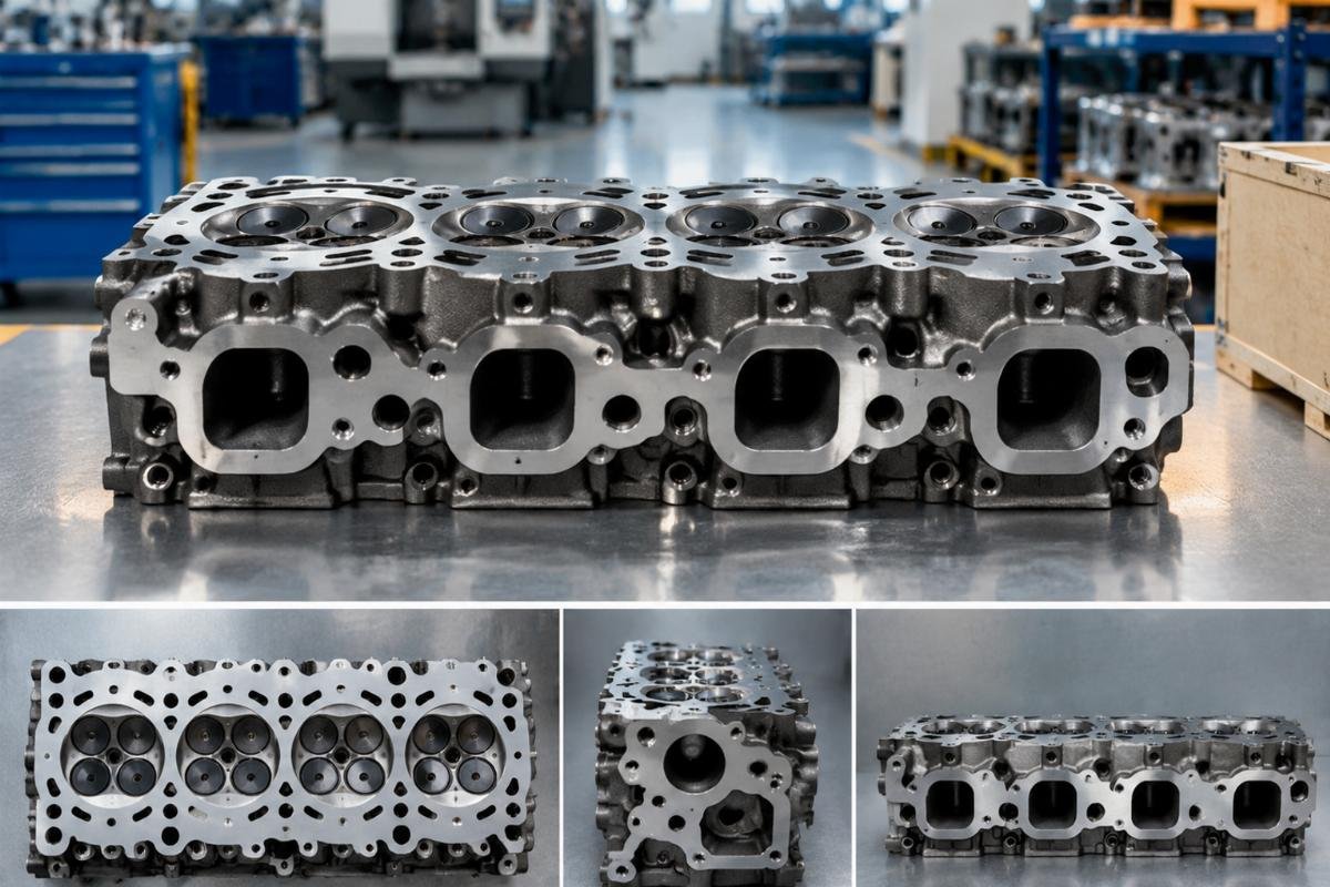 Cylinder Head 6655153 7327327 for Kubota V2203 Bobcat showing port layout and bolt pattern