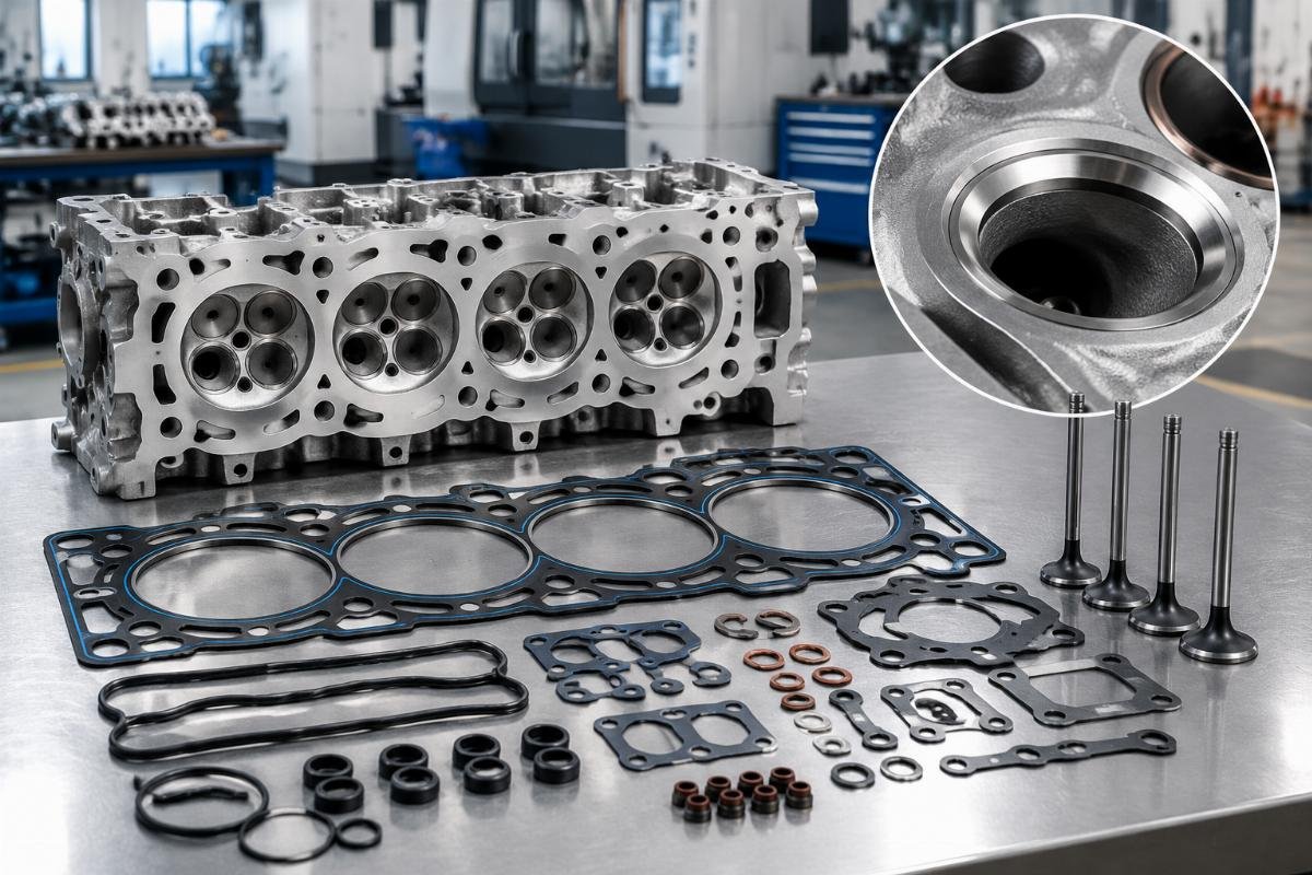 Cylinder Head 7247453 gasket kit contents and valve seat detail