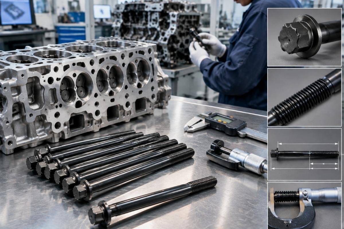 Cylinder head bolt 04270815 thread pitch and length detail for DEUTZ BF4M1011 BF4M2011 fitment verification