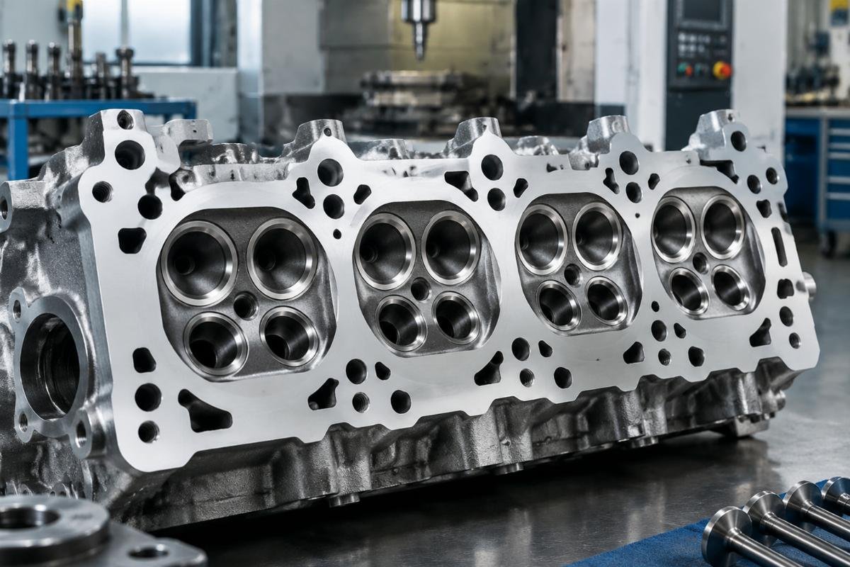 Cylinder Head deck face detail showing valve seat and port layout for D1105 fitment