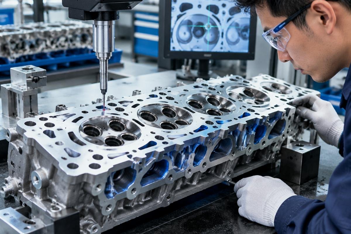 Cylinder head deck surface and coolant passage alignment detail