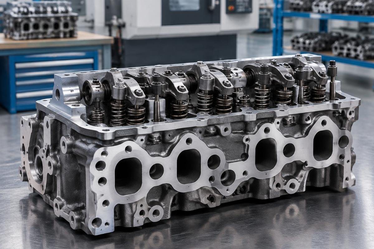 Cylinder Head for Kubota V1505 showing valve train assembly and port layout