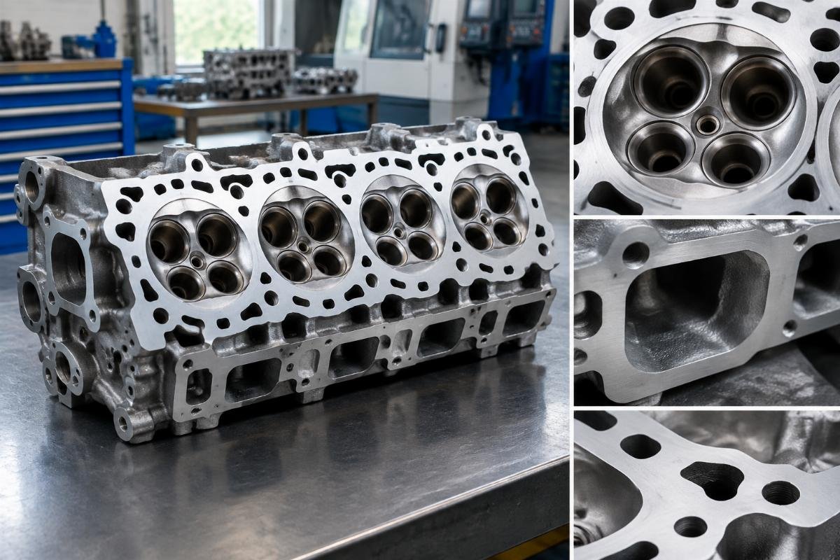 Cylinder Head for Kubota V3300 showing port geometry and sealing surface detail