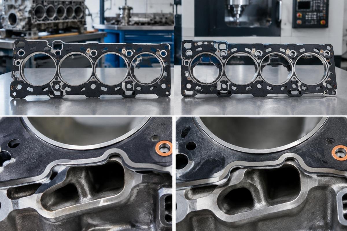 Cylinder head gasket port alignment detail for D902-E3B vs D902-E4B