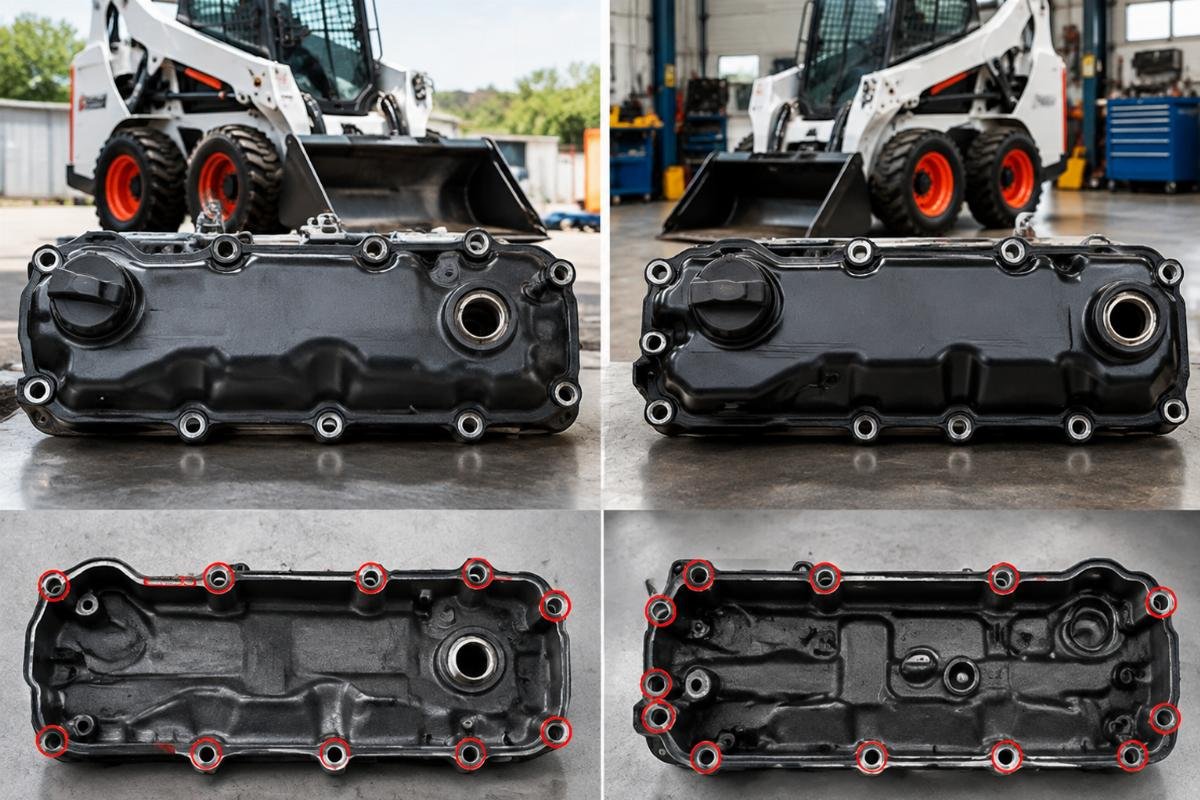 Cylinder head valve cover bolt pattern comparison between early Bobcat 753 and S175