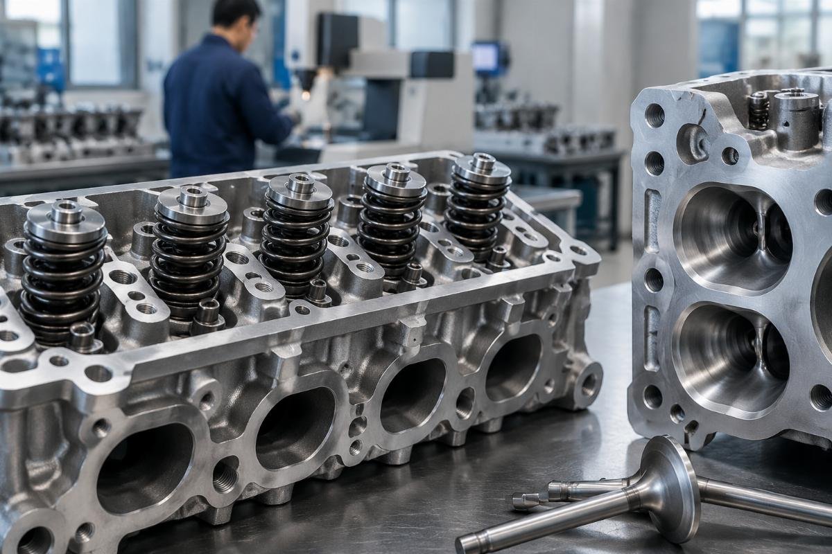 Cylinder head valve spring assembly and port orientation detail