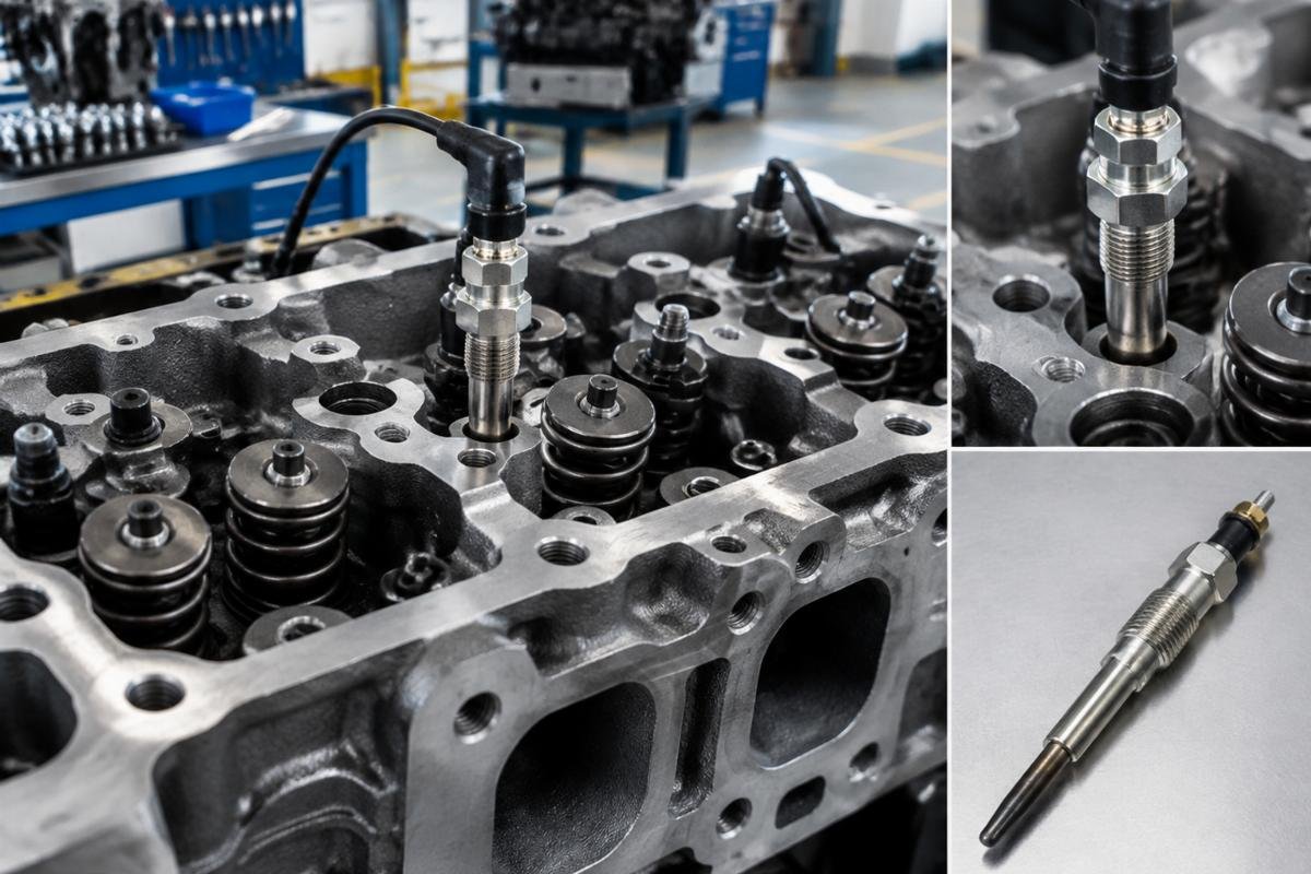 Glow Plug 16851-65510 installed position in Kubota D-Series cylinder head