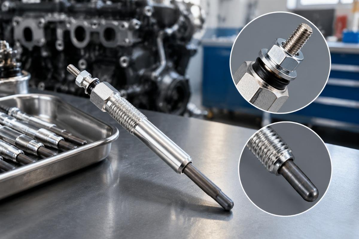 Glow Plug 16851-65510 thread and terminal detail for Kubota D-Series engine fitment