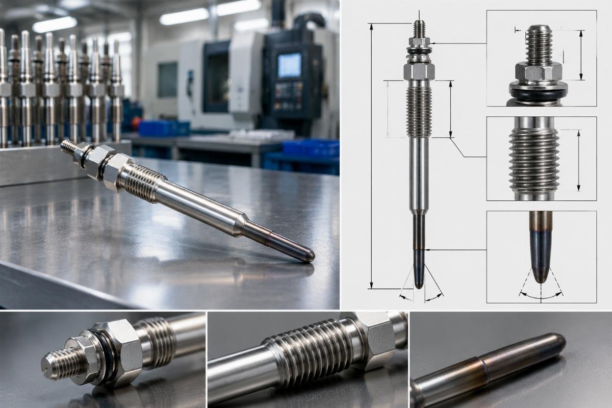 Glow Plug H1 655 dimensional diagram showing thread, fitting depth and cone pitch