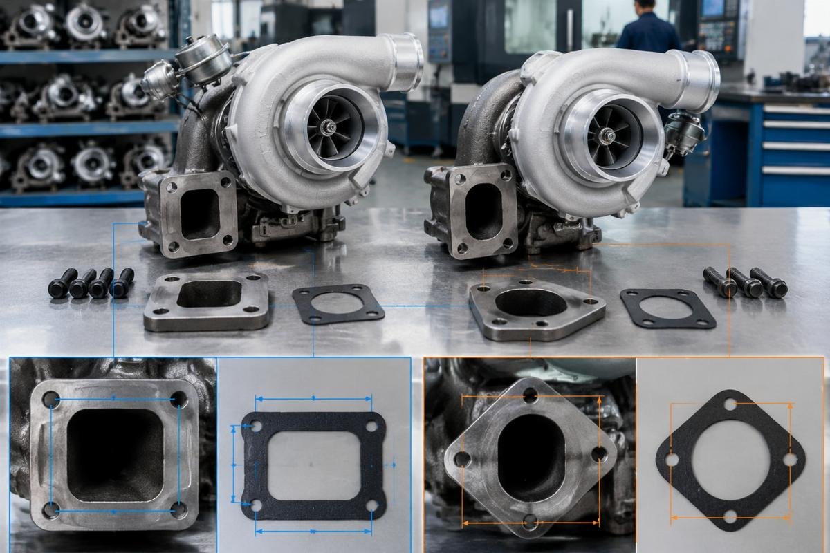 HX40 turbocharger cross-reference verification and flange bolt pattern comparison