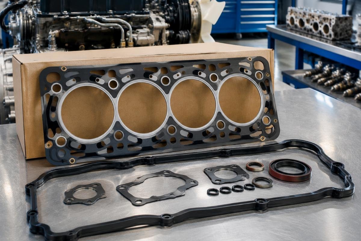 Overhaul Gasket Kit for Kubota D1105 showing MLS cylinder head gasket and NBR oil pan seal