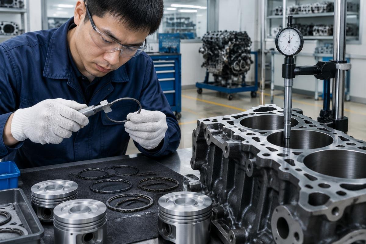 Piston ring end-gap measurement and bore verification for Kubota D1105