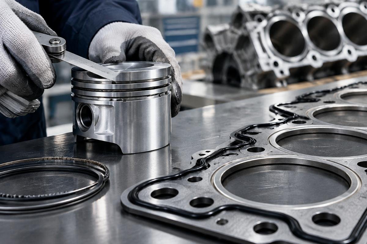 Piston ring groove clearance measurement and MLS gasket Viton bead detail