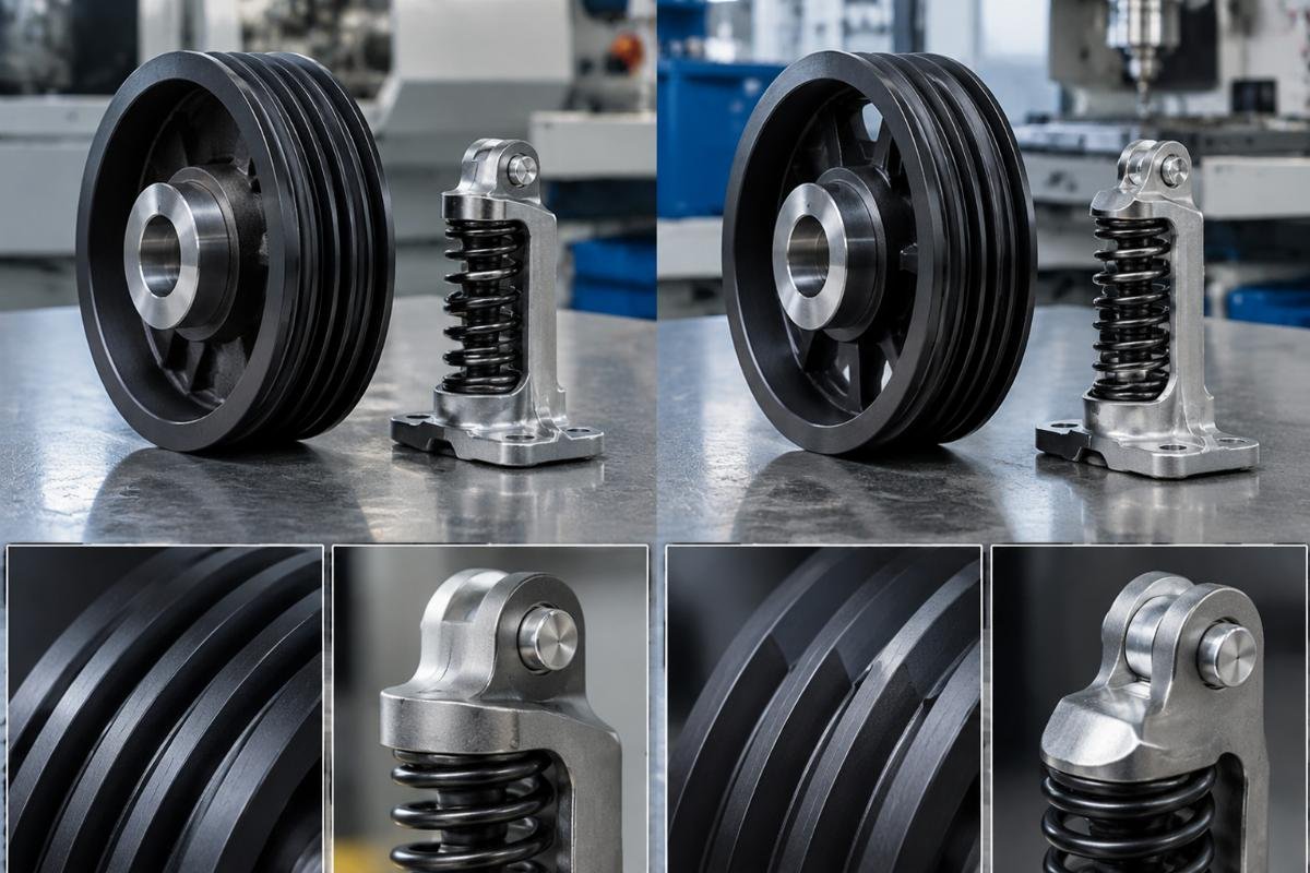 Pulley groove profile and spring anchor comparison