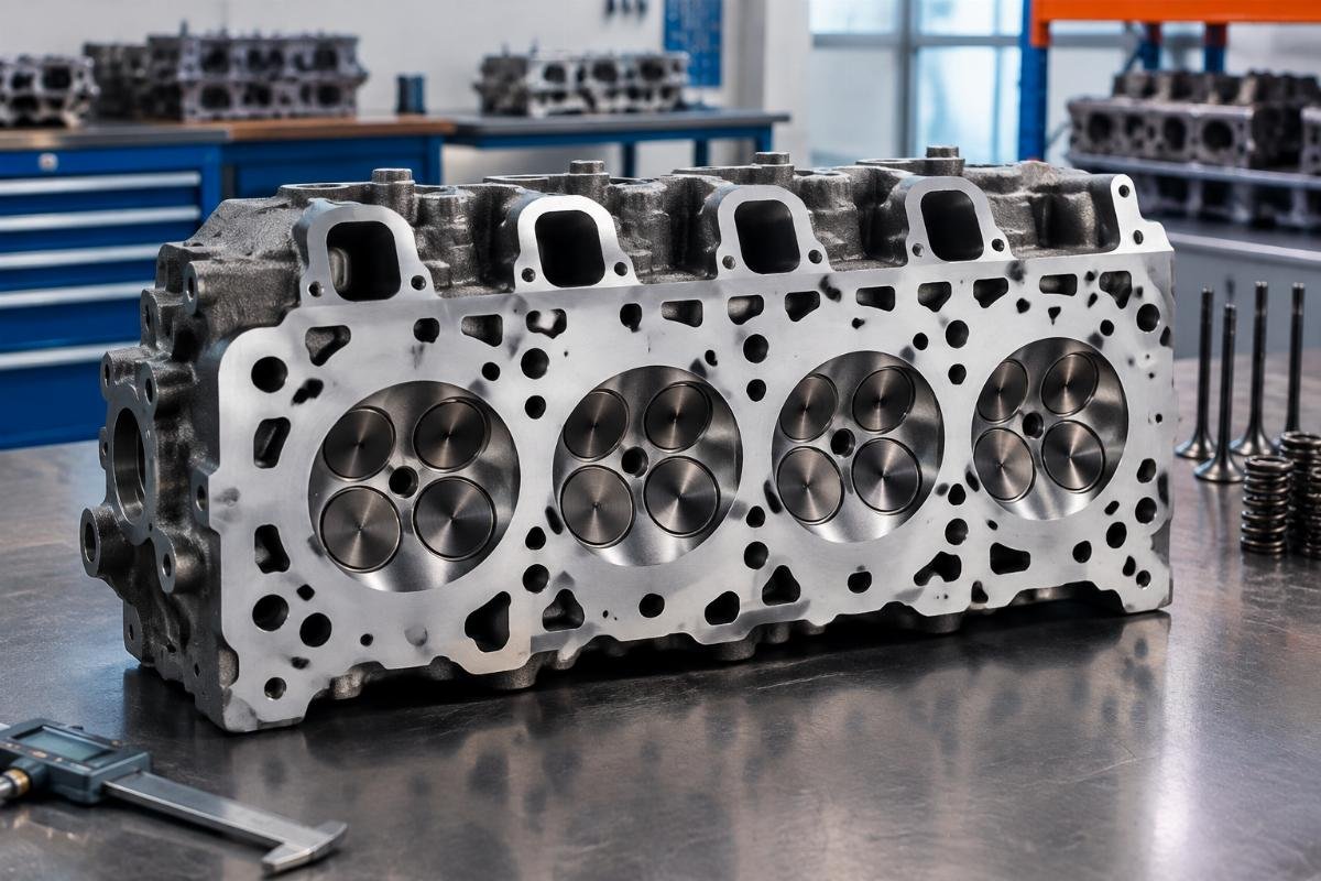 Replacement Cylinder Head for Kubota D782 engine showing deck face and port layout