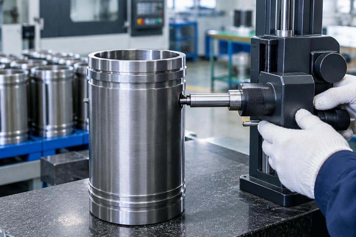Semi-finished cylinder liner outer diameter measurement detail