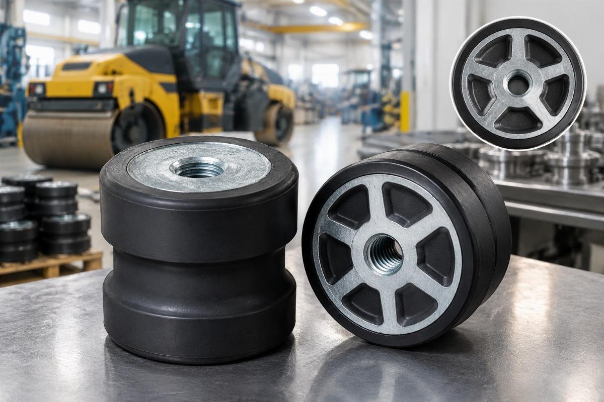 Shock Absorber Rubber Vibration Mount for Dynapac CA51 CA610 CA702 showing steel insert pattern and rubber body