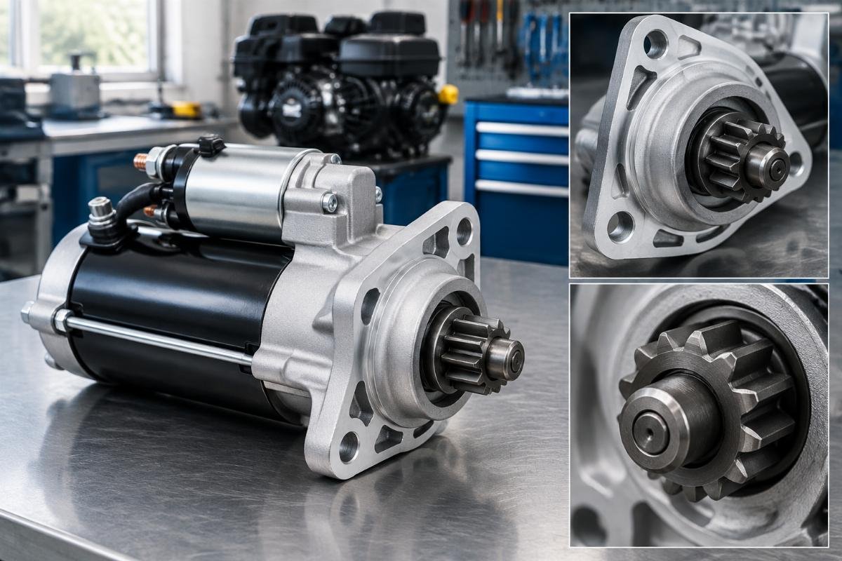 Starter Motor for Kawasaki FR691V FS600V showing mounting flange and gear detail