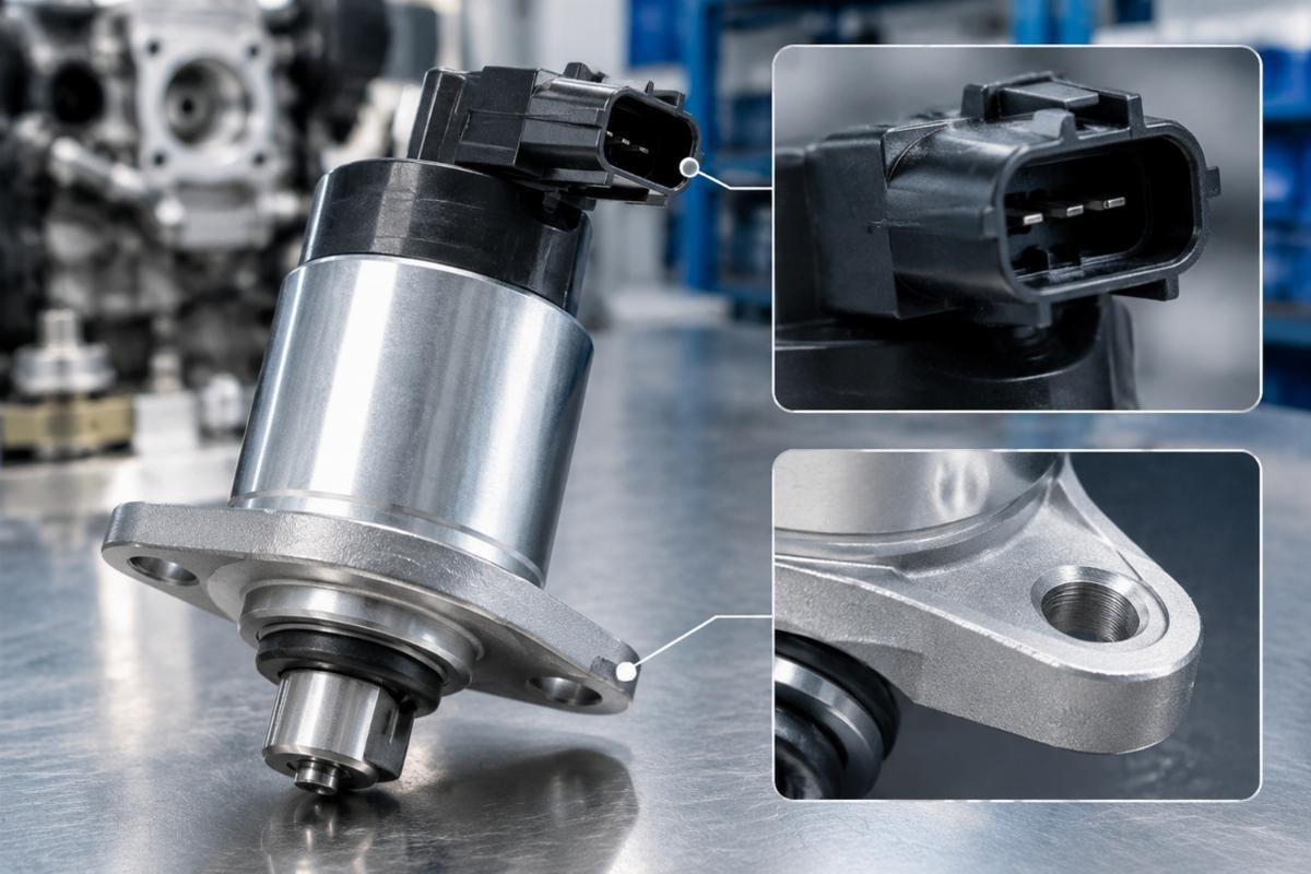 Stop solenoid connector type and mounting hole detail