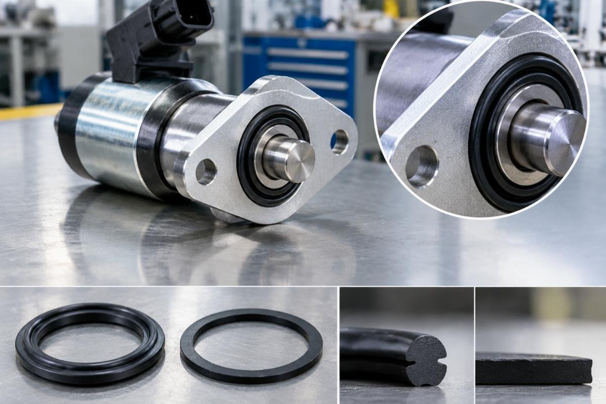 Stop solenoid flange detail and EPDM gasket profile comparison