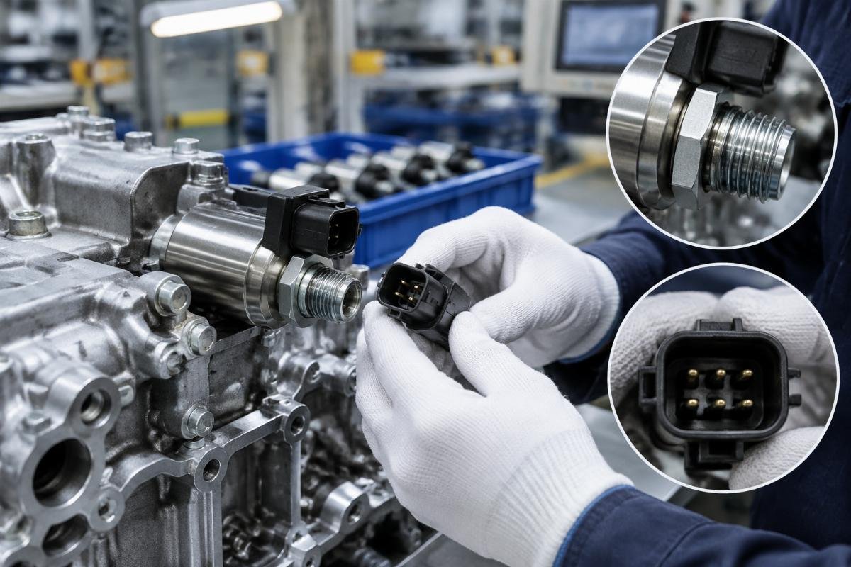 Stop solenoid thread engagement and connector pin verification detail