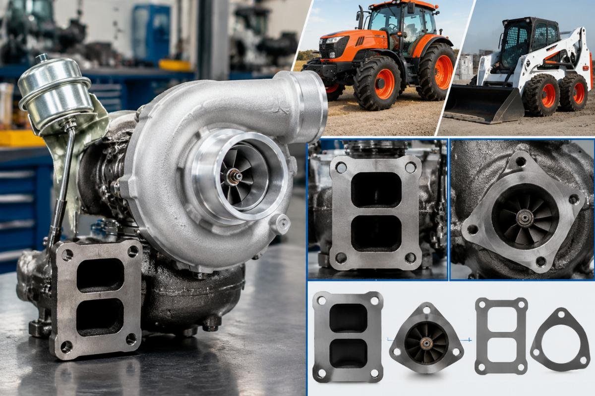 TD04L4 turbocharger 7008469 flange and port layout for Kubota V3307 and Bobcat S630 fitment