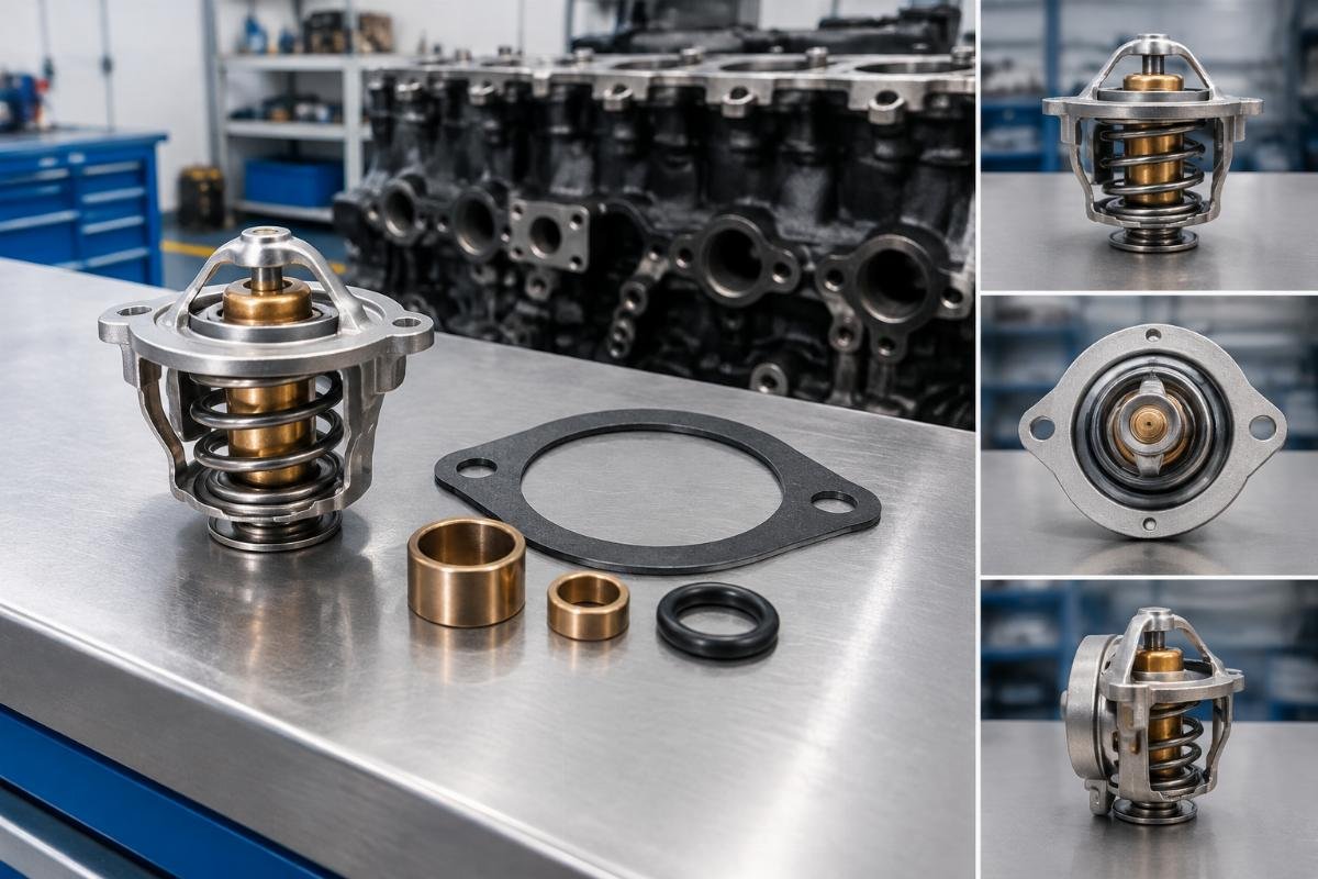 Thermostat 3917324 with gasket and bushing kit for Cummins 4B 6B engine fitment verification