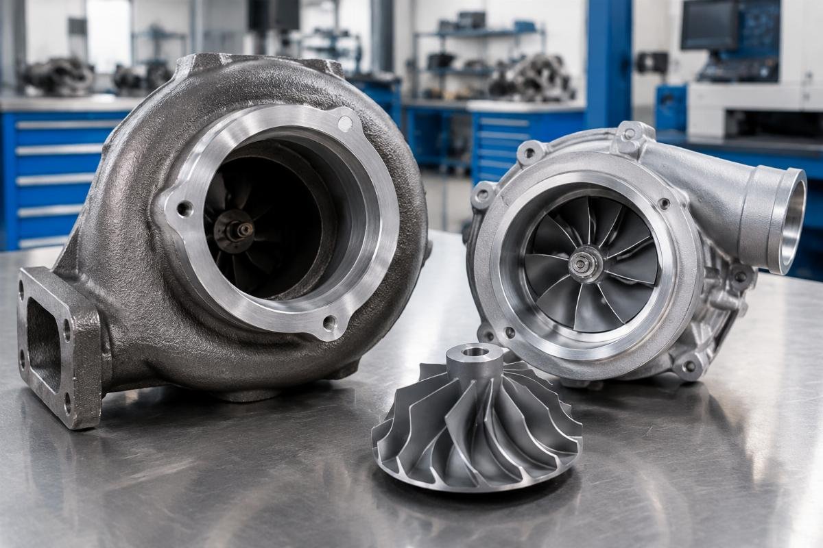 Turbine housing inlet and compressor wheel detail for fitment comparison