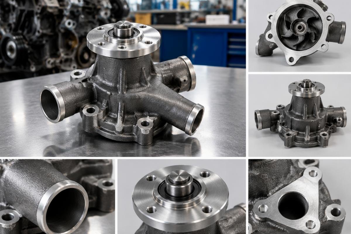 Water Pump 1E051-73036 for Kubota D722 D902 showing port orientation and mounting flange detail