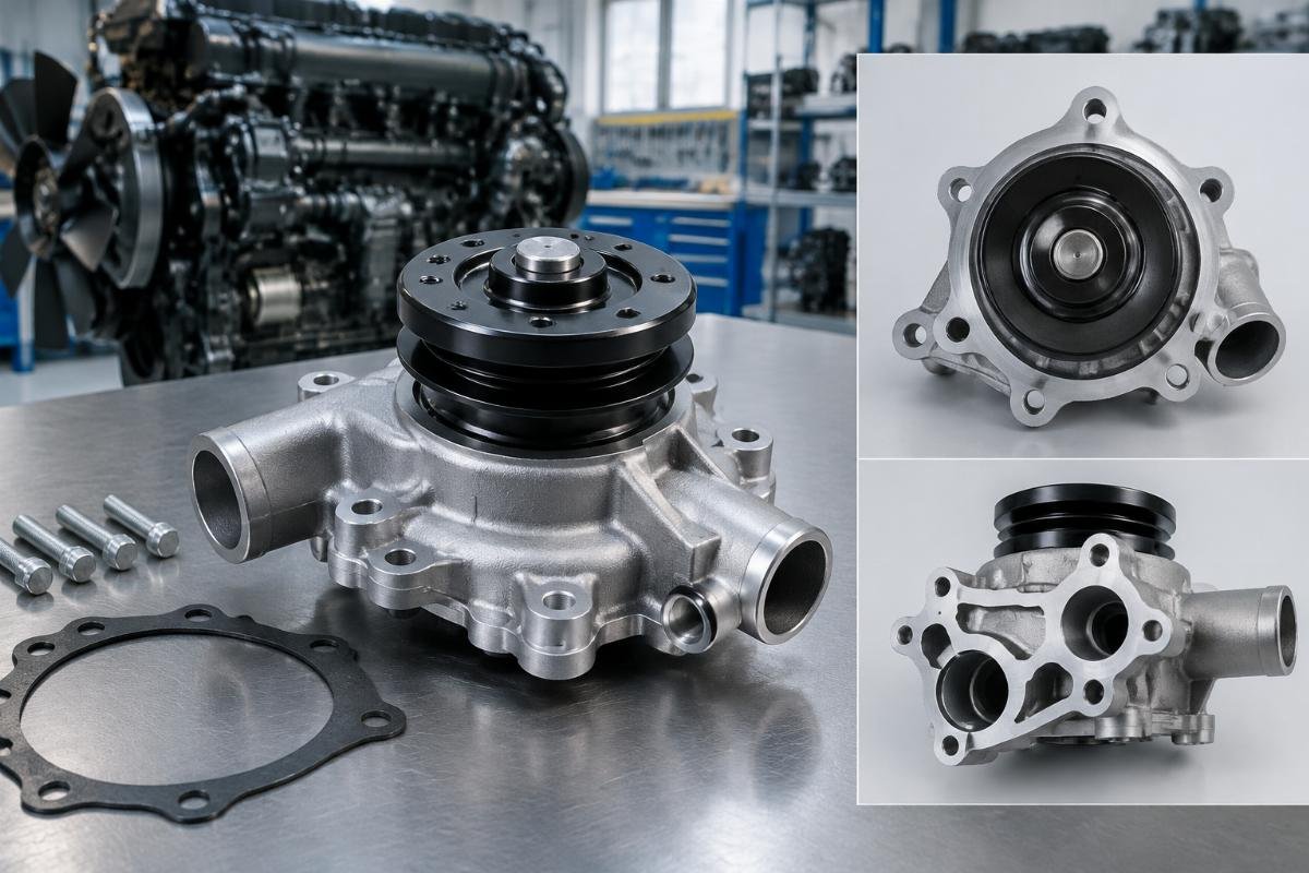 Water Pump for Deutz D2.9 TD2.9 TCD2.9 cross reference fitment showing mounting flange and port layout