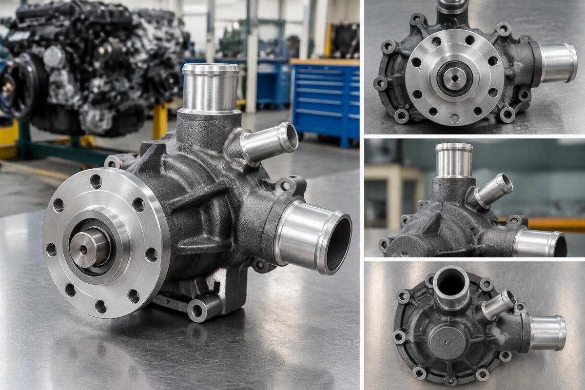 Water Pump for Kohler KDI1903 KDI2504TCR showing flange bolt pattern and coolant port orientation